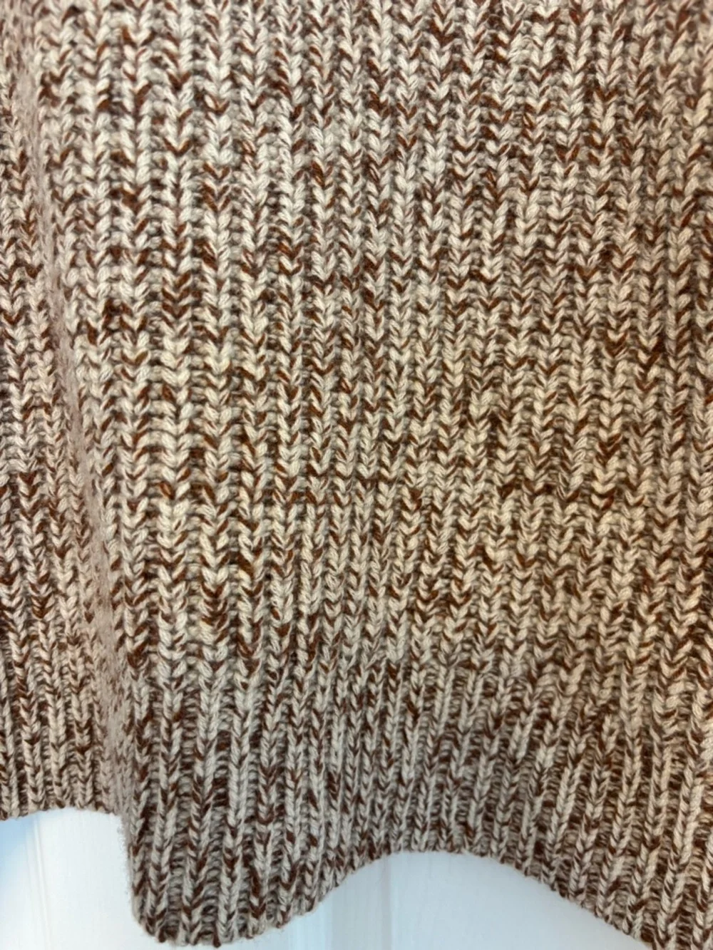 J.Crew 100% Cashmere Marled Fisherman Crewneck Sweater Men’s Small Oatmeal Brown
